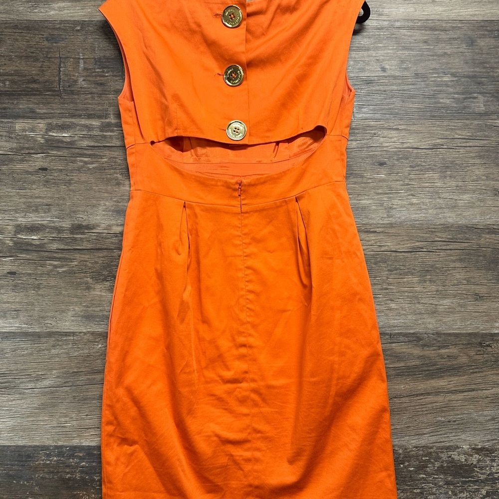 Michael Kors Orange Sheath Dress Knee-Length Sleeveless Cocktail - Picture 2 of 5